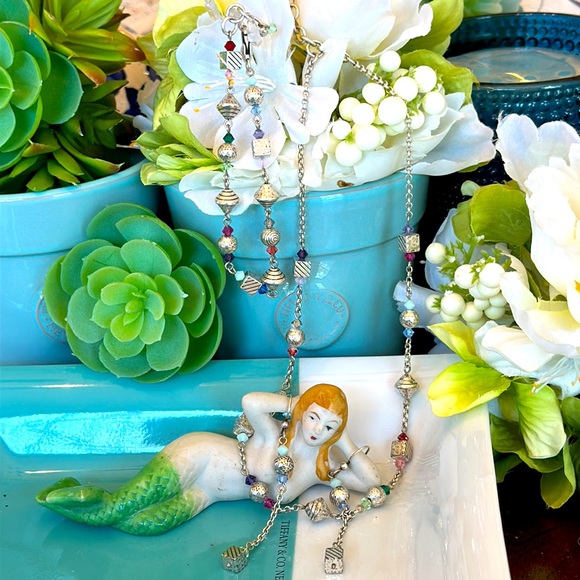 Brighton PRISM Multi color crystal beads Silver Necklace Bracelet Earrings RARE - Picture 2 of 14